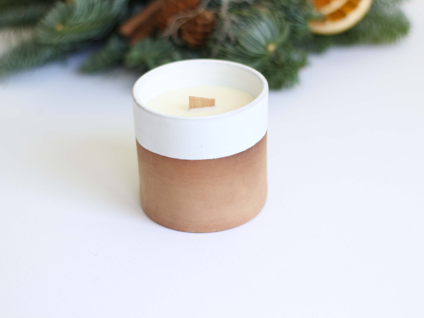 Decorațiune coroniță naturală cu lumânare în centru